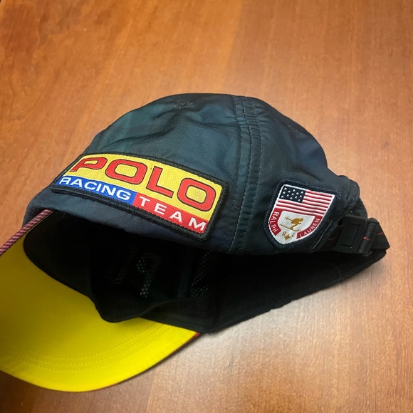 Polo Ralph Lauren Black/Plaid Racing Embroidered Patches Adjustable Strap Hat - Picture 3 of 13